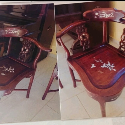 Japanese antique chairs like new, set of 2, cherry wood 1950