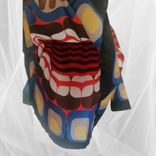 Vintage retro colorful dress tunic used, geometric pattern