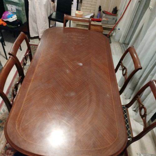 Dining table set used with 6 chairs extendable wooden