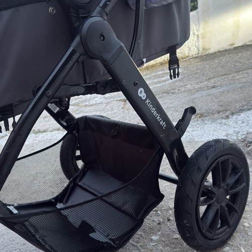 Kinderkraft 3-in-1 grey stroller with car seat