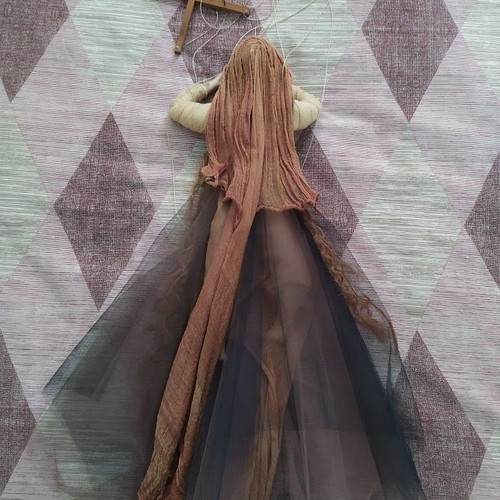 Handmade porcelain marionette doll, decorative, 75 cm