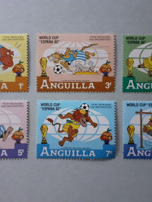 Anguilla Walt Disney Football World Cup España 82 Stamps Set 6 new