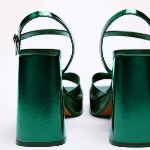 Zara green platform sandals new size 41