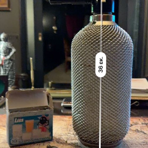 Vintage LISS Soda Syphon with Metal Mesh and 8 CO₂ Capsules used