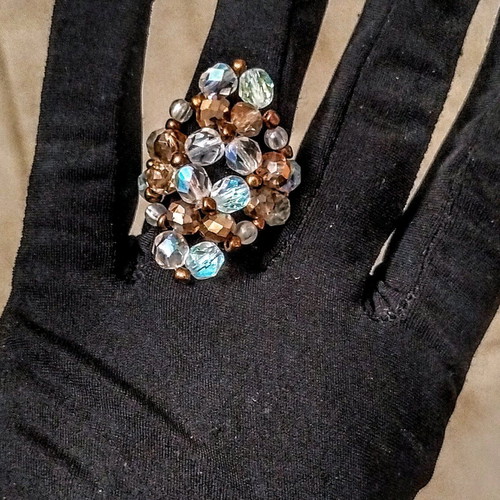 Handmade beaded ring multicolored, new, size 21-22