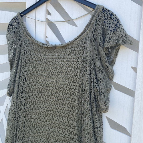 Attrattivo summer dress, khaki, short with net overlay