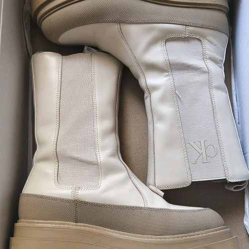 Calvin Klein boots like new, size 38, white and beige