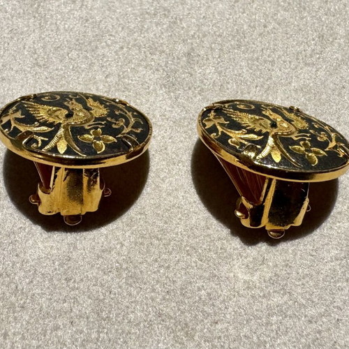 Vintage Damasquinados Suarez Earrings from Toledo, New