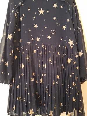 Mayoral kids dress size 4, 104 cm like new, blue with gold stars