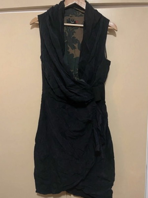 Toi&Moi black suede dress, slim fit, size M