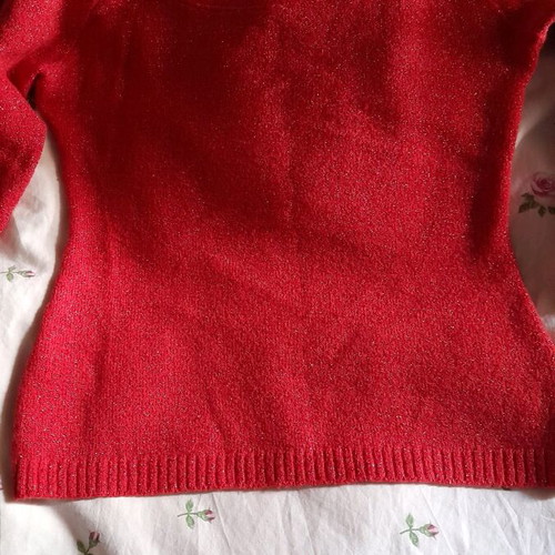 Elastic blouse used with glitter, red, size S