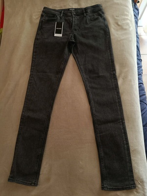 Ανδρικό slim jean Jack & Jones καινούργιο, μαύρο και γκρι, 100% βαμβάκι