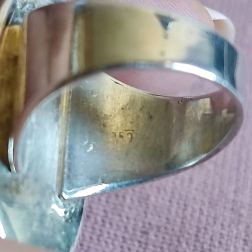 Handmade silver ring 950 with natural lepidolite stone like new