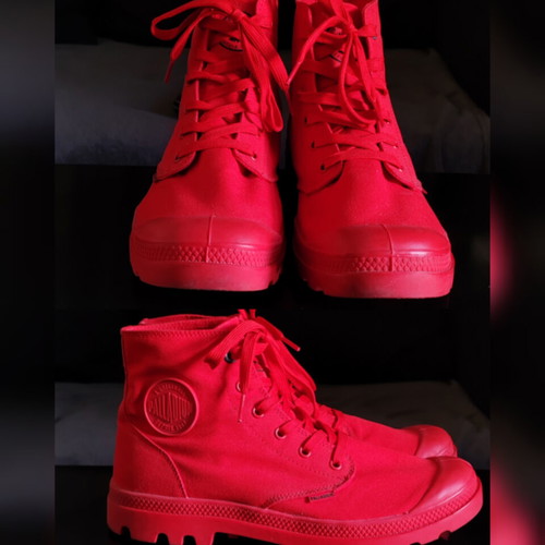 Palladium canvas boots like new, size 44, red
