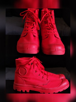 Palladium canvas boots like new, size 44, red