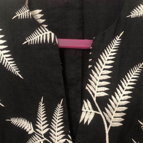 Zara embroidered linen dress XS black new