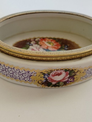 Limogue porcelain ashtray used with hand-painted Flemish flowers