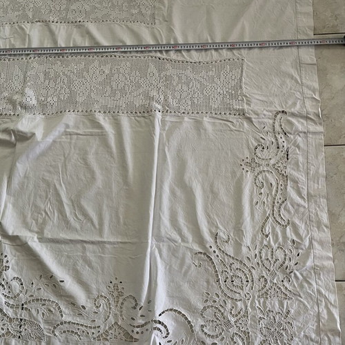 Vintage curtain used with cutwork embroidery on cotton fabric