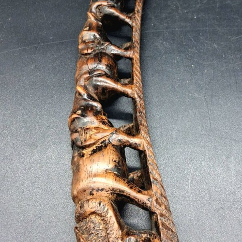 African Wood Carving Elephant Parade Tusk Used, 40 cm