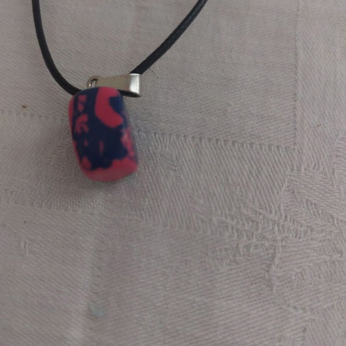 Necklace made of PU leather like new, black and pink, 45 cm + 5 cm extension