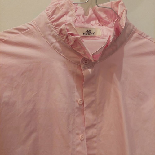 Mochy Pink Shirt with Romantic Ruffled Collar like new