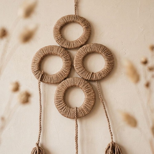 Boho Handmade Macrame Wall Hanging New, with Rings and Tassels