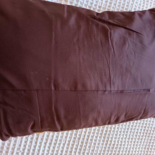 Vintage Handmade Decorative Pillow with Wool Thread in Ochre and Brown