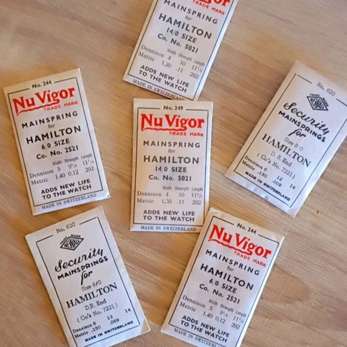 Watch mainsprings for Waltham and Hamilton, pack of 20, New Old Stock