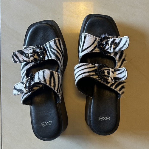 Exe platform sandals like new, size 41, black and white