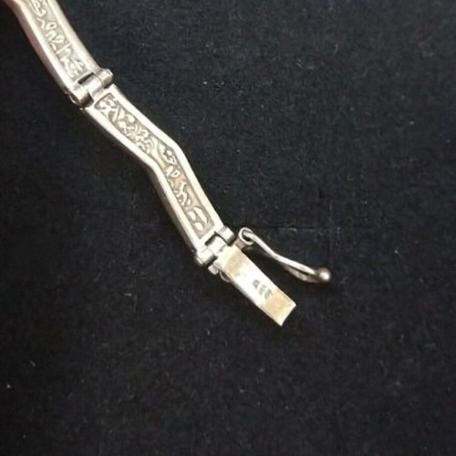 Antique massive bracelet with emeralds 950 silver used