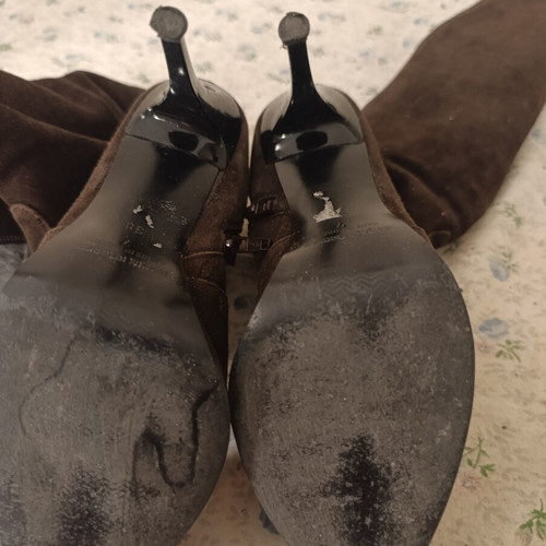 Haris Kazakos brown suede high boots with thin stiletto heel size 38 used