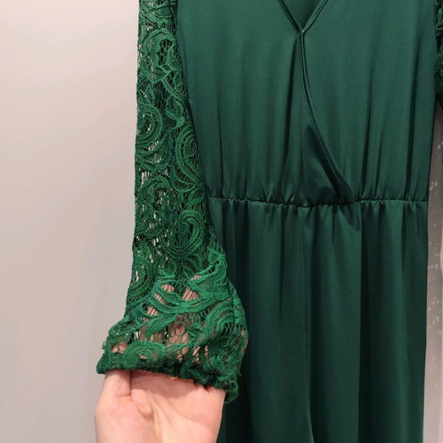 Shein elastic jumpsuit with lace sleeves, size M/L, like new