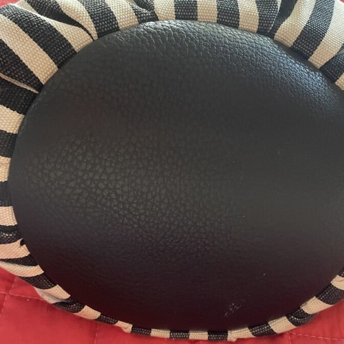 Oasis Handbag like new, black and white striped canvas with bronze details