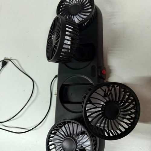 Portable fan with multiple heads used, USB powered