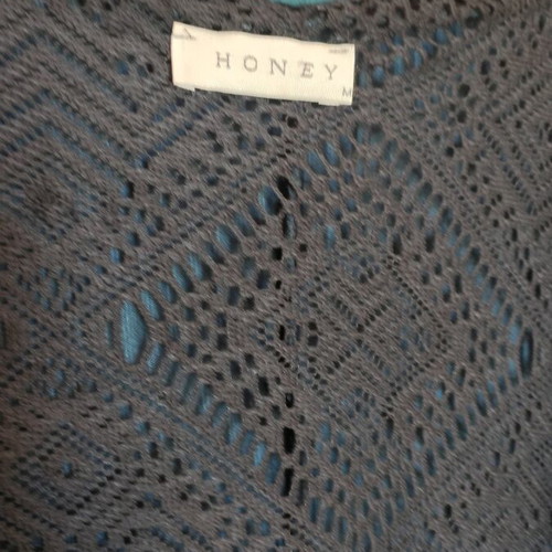 Honey Long Cardigan Size XL Like New Green with Lace