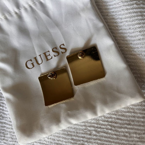 Square stud earrings, gold tone