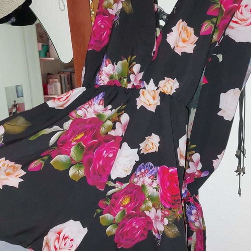 Multifunctional satin one-piece with shorts used, floral