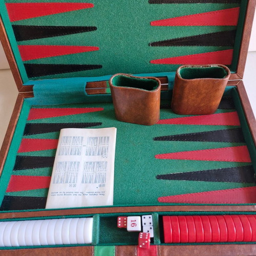 Backgammon in leather case used