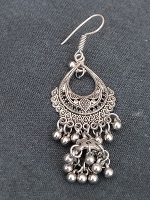Vintage Boho Έθνικ σκουλαρίκια σαν καινούργιο, ασημί, ινδικό στυλ Jhumka