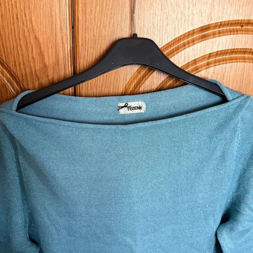 Tezenis Blue Glitter Boat-Neck Jumper, size M