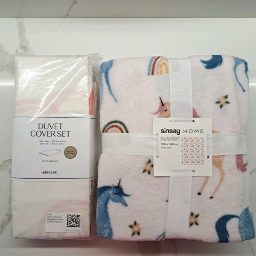 H&M Kids Bedding Set with Fleece Blanket, New, Organic Cotton