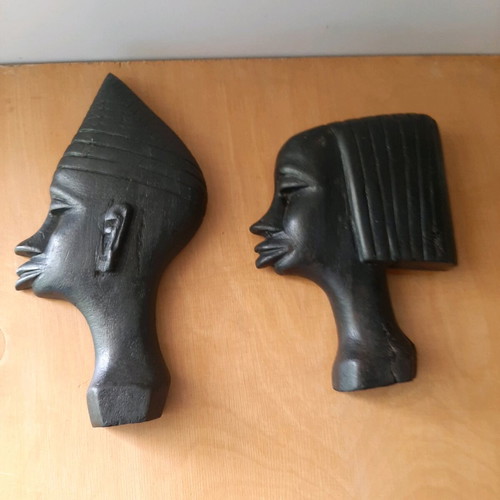 African wooden couple figures used, ebony