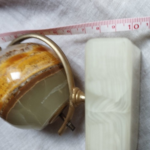 Globe made of alabaster or onyx like new with bronze