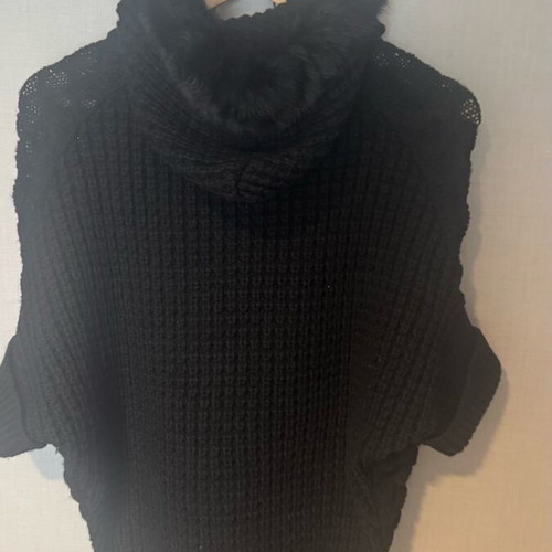 Knitted cardigan with natural fur Axel like new, black, size L