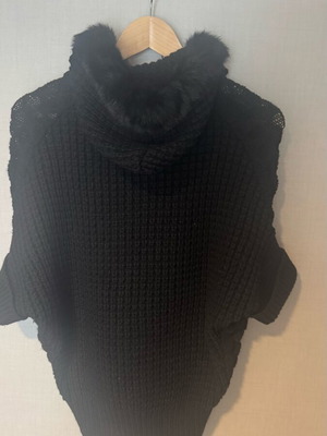 Knitted cardigan with natural fur Axel like new, black, size L