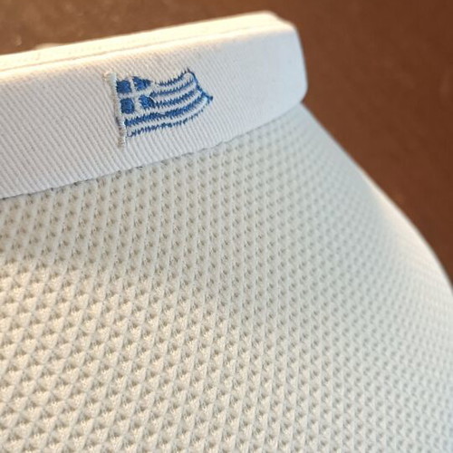 White visor hat with Greek flag, like new