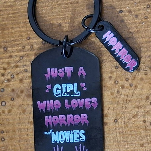 Keychain Just a Girl Who Loves Horror Movies new