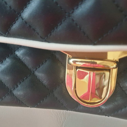 Leather shoulder bag Italian white-black new