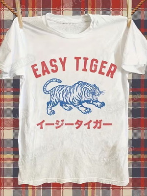 Ανδρικό T-shirt Easy Tiger με Japanese print, καινούργιο, λευκό, μέγεθος S