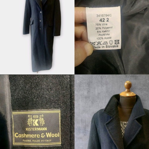 Maxi wool and cashmere women's coat like new, size L, black